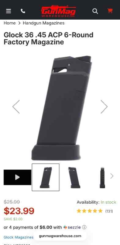 Glock 36 mags 